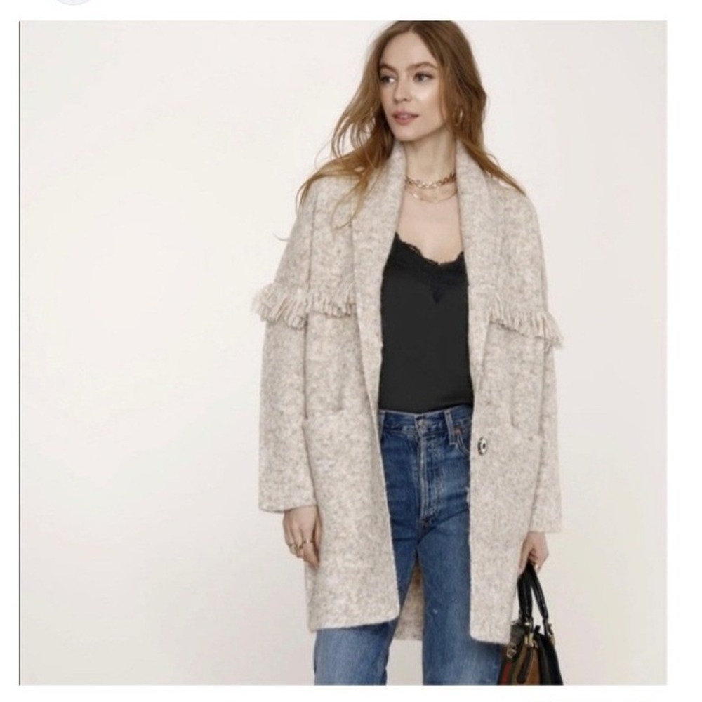 Heartloom Womens Fringe Shawl Collar Open Front Cardigan Sweater Oatmeal Marl XS
